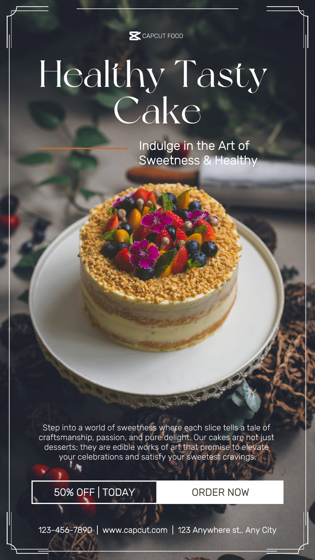 Förderung von Lebensmittel- und Getränkekuchen Minimalistisch