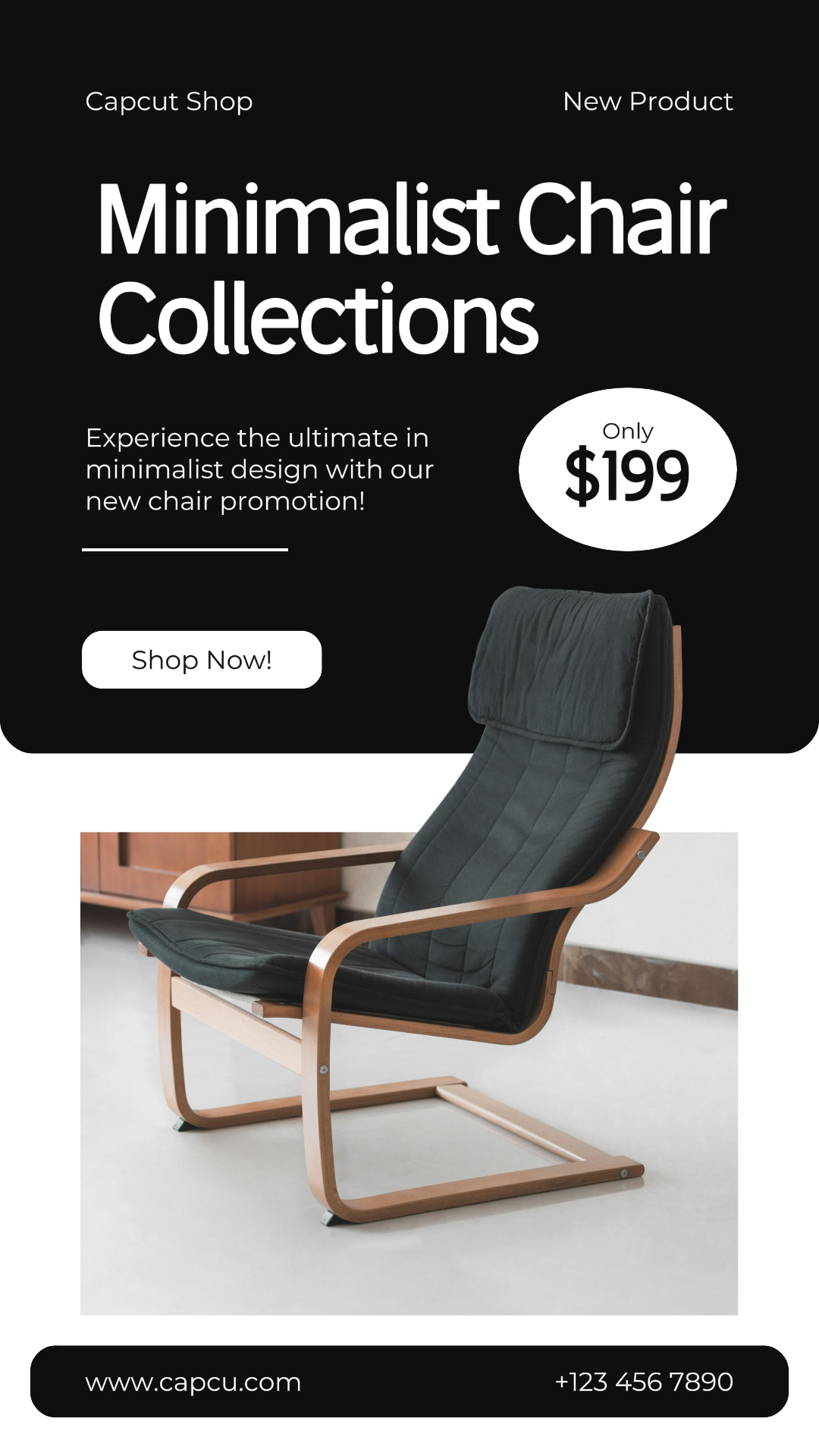 Household - Marketing Poster New Modern Chair Instagram Story Black