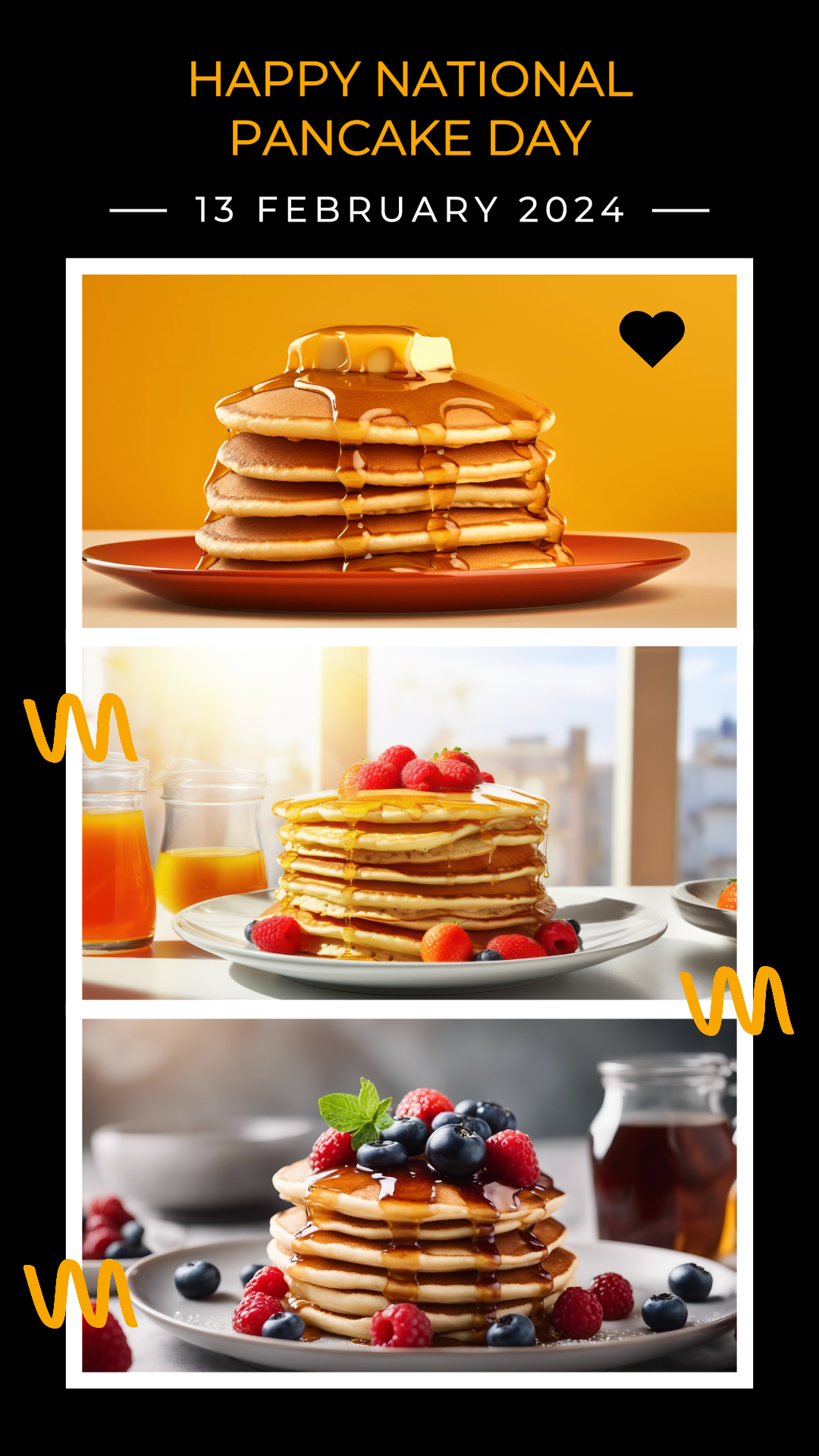 Carte de voeux du jour des crêpes Instagram Story Noir