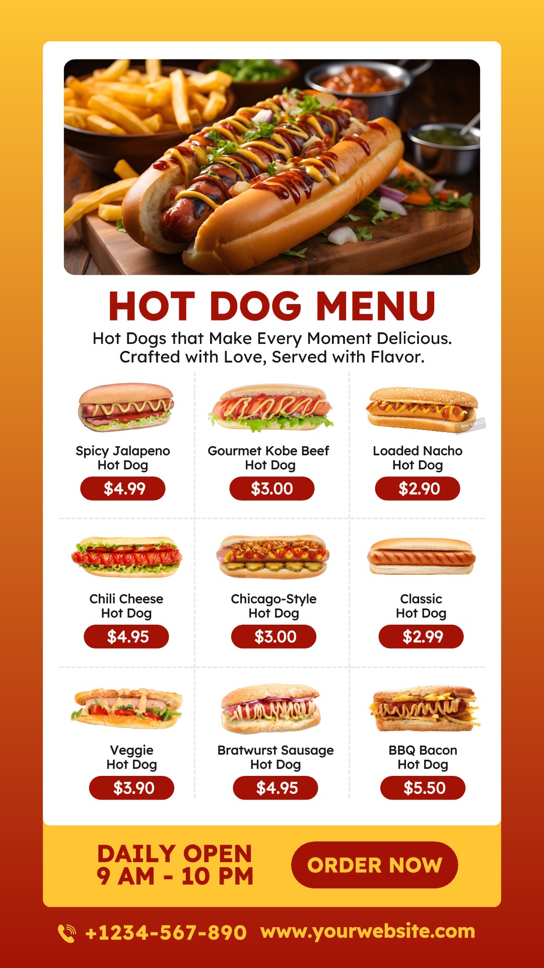 Nourriture et boissons Hot Dog Menu Instagram Story