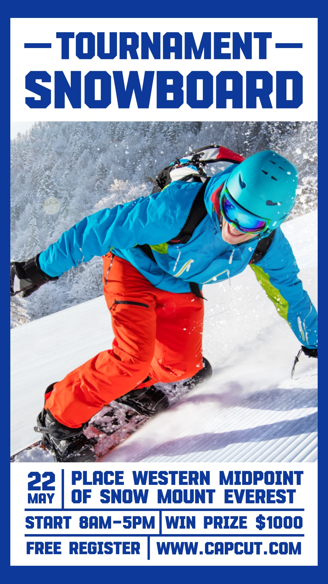 Sport Tournament Snowboard Promotion Instagram Story Blue Flat Modern