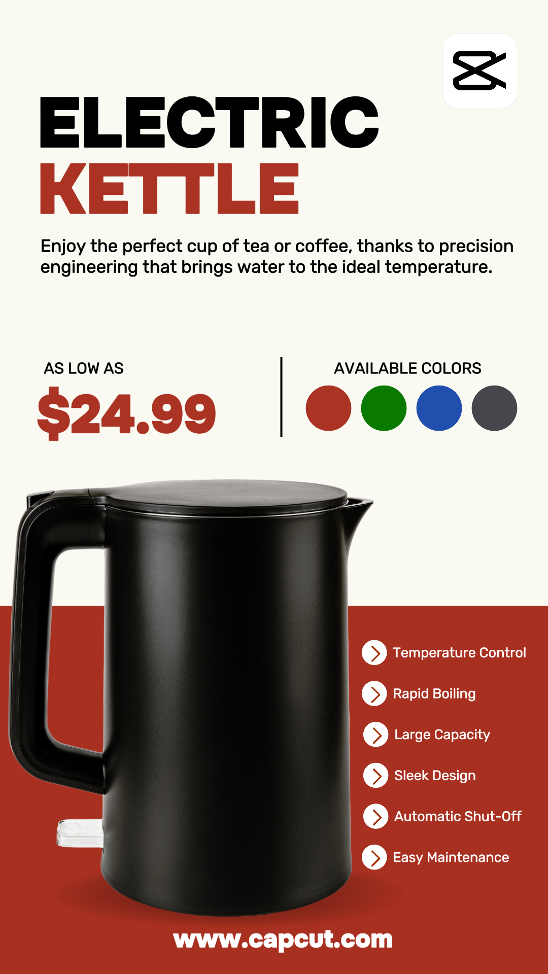 Electronics Electric Kettle Product Display Instagram Red