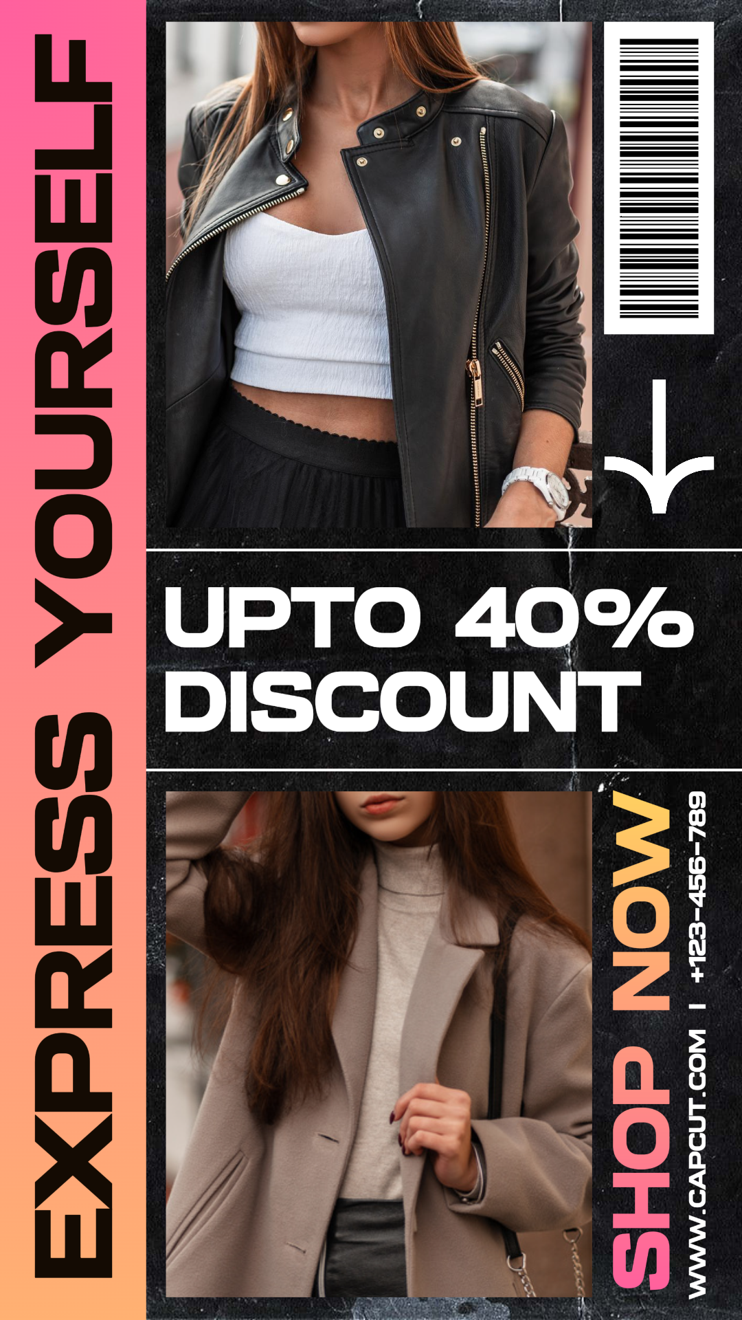 Kleidung und Schuhe Marketing-Poster Auffälliges Design Express Yourself 