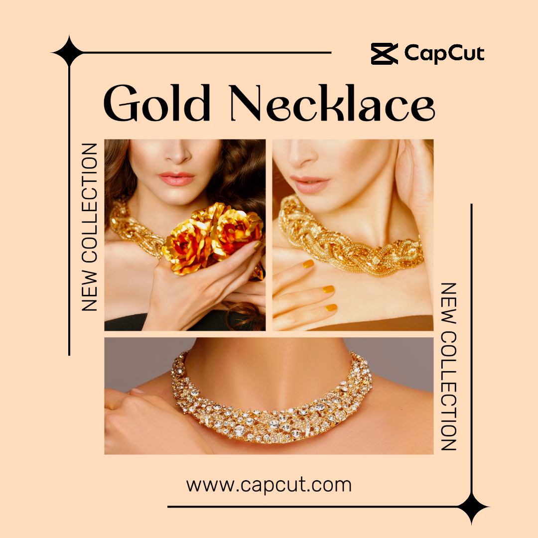Publicación de Instagram de productos de exhibición de joyas de marketing - Collar de oro