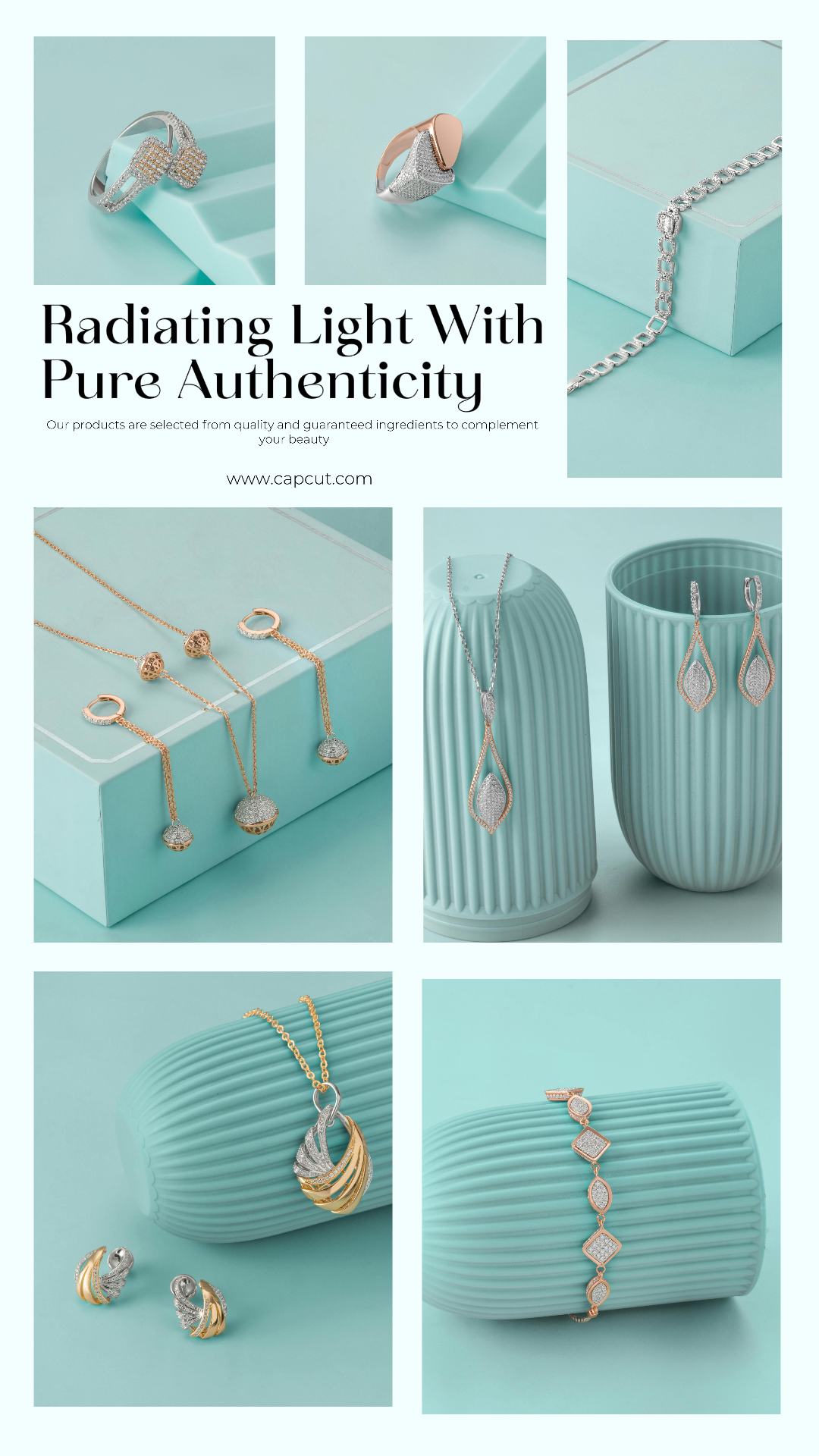 Marketing Jewelry Poster General Instagram Story Necklace, Earrings, Necklace Gold