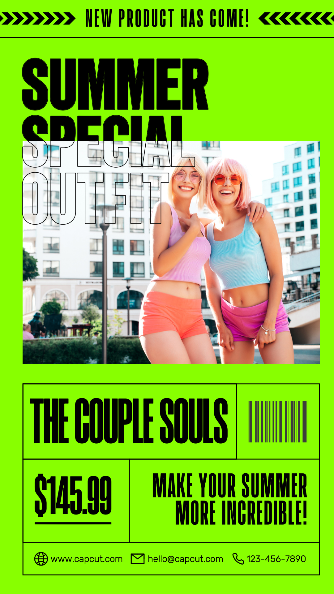 Promosi Pakaian Musim Panas Instagram Post Tema Neon