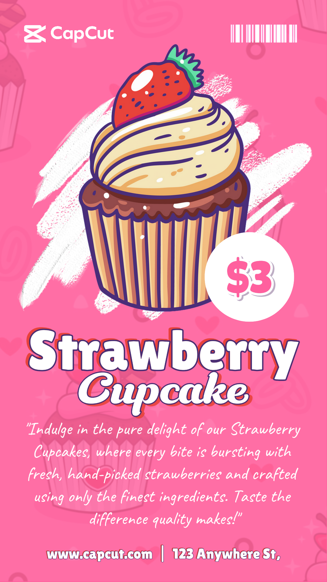Foods & Beverage Marketing Poster Product Display Strawberry cupcake