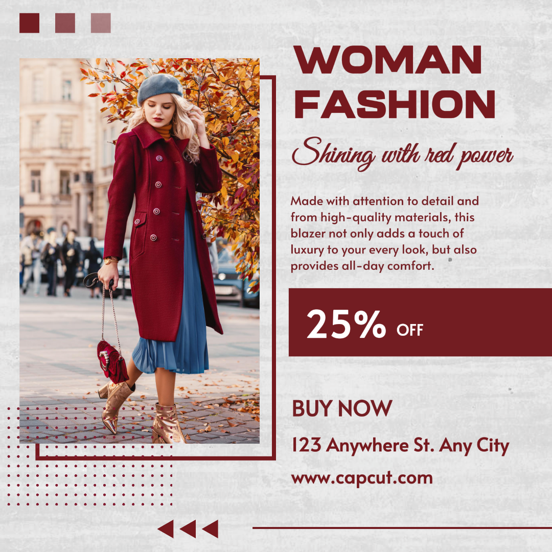 Clothing and shoes marketing poster woman fashion Instagram post red
