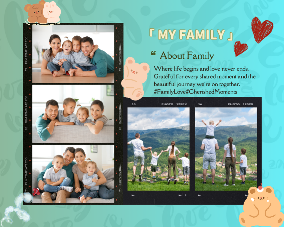 Colagem de fotos de família de compartilhamento pessoal sem marketing