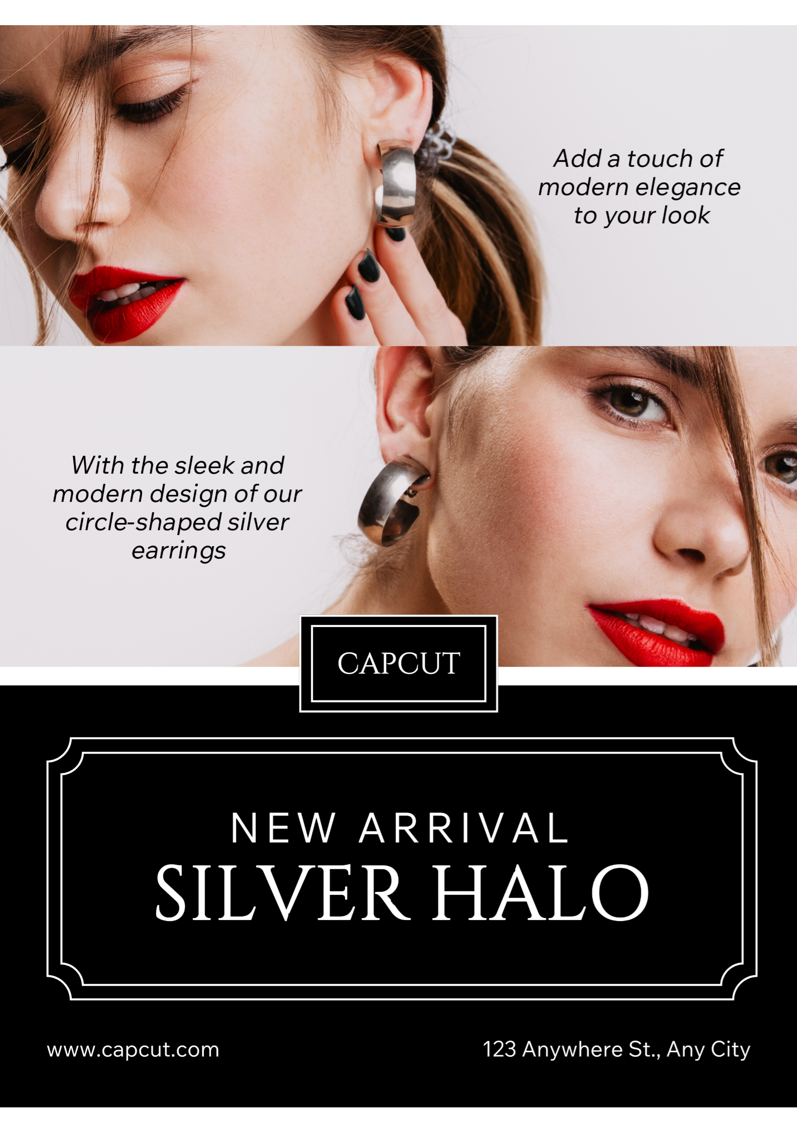 Bijoux et accessoires boucle d'oreille en argent nouvelle arrivée affiche blanc noir minimaliste