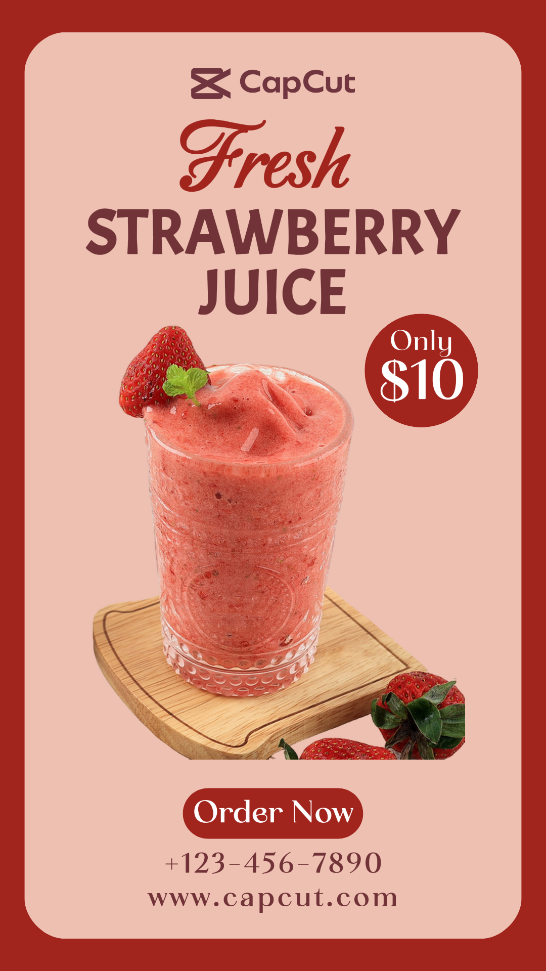 Foods and Beverage Marketing Poster Strawberry Juice Promotion