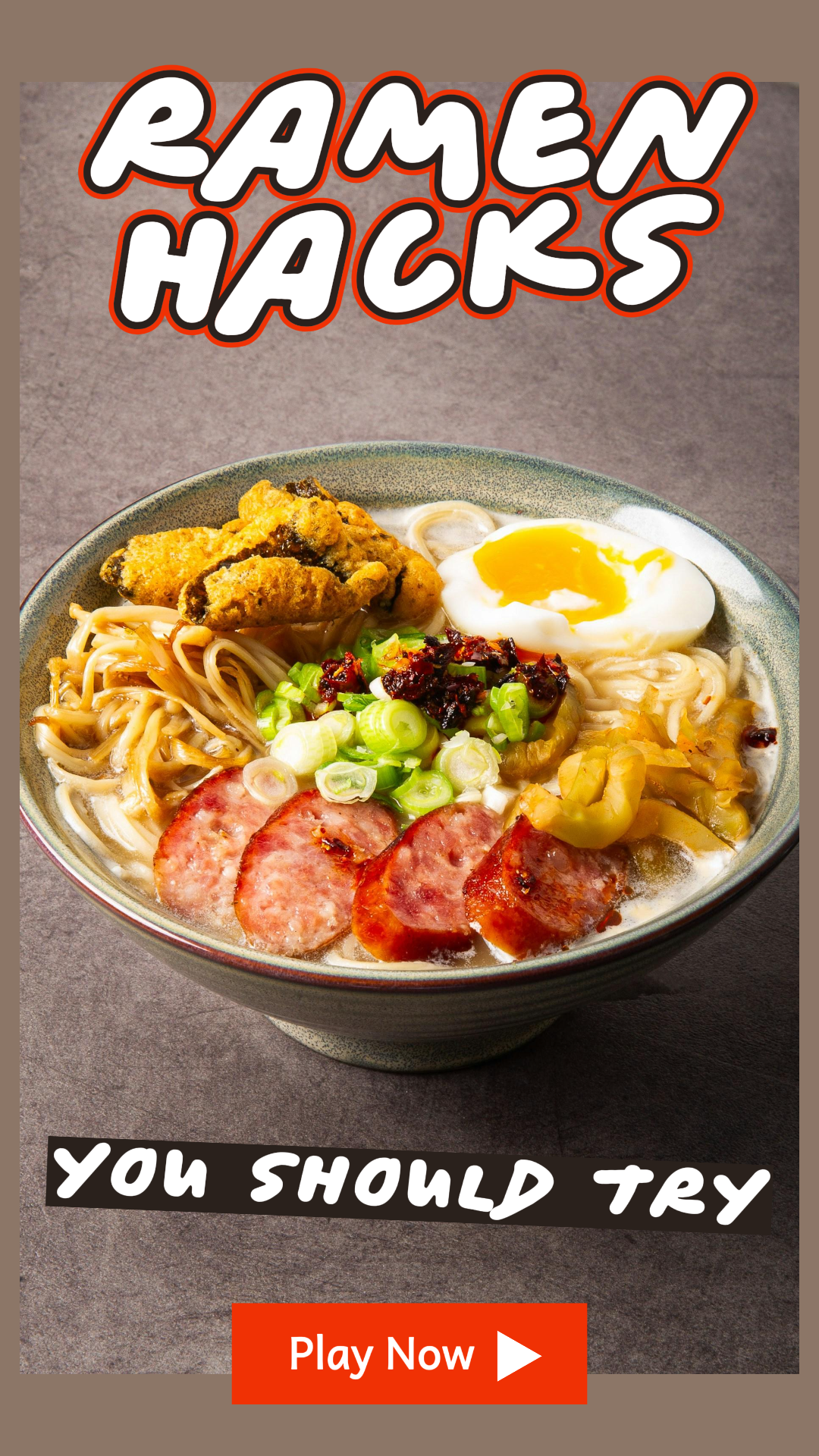 Tiktok thumbnail food and beverage ramen hacks simple