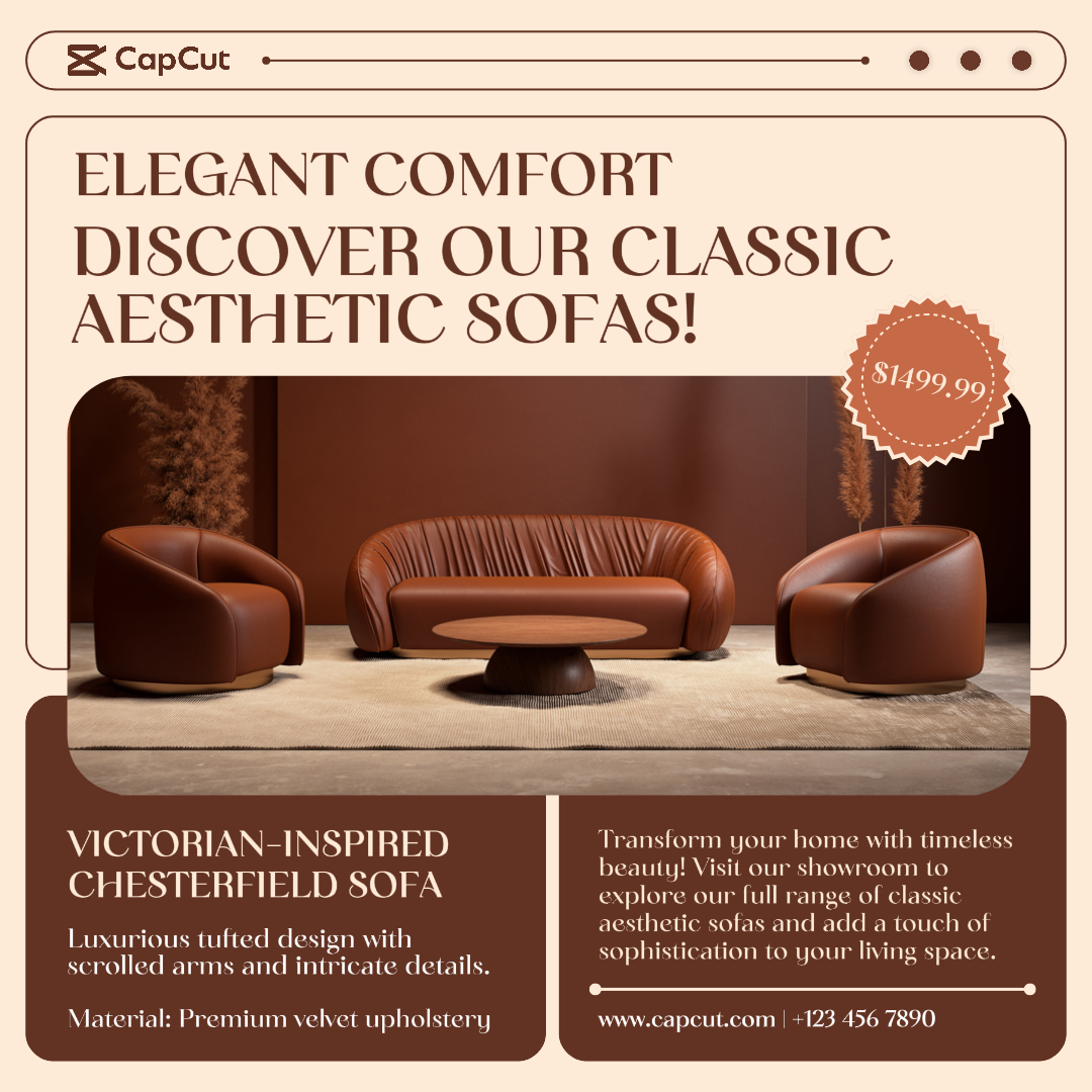 Haushalt & Möbel Minimalistisches Sofa Klassisch Instagram Post Braun