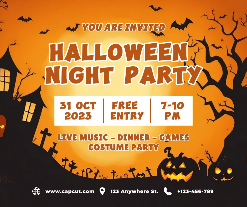 Invitación De Fiesta De Noche De Halloween Publicación De Facebook