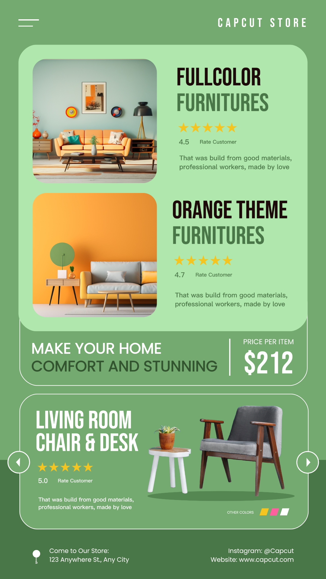 Green Theme Furniture Instagram Story