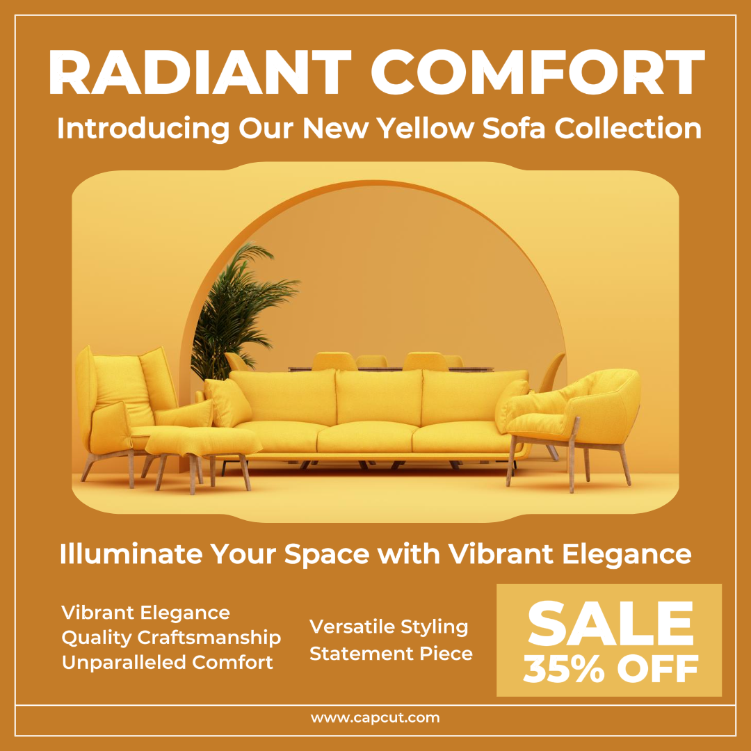 Household & Furniture Marketing Poster Sofa Collection Instagram Post Yellow