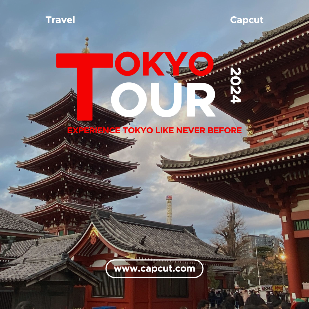 Poster Kreatif Perjalanan Tokyo Tour Posting Instagram